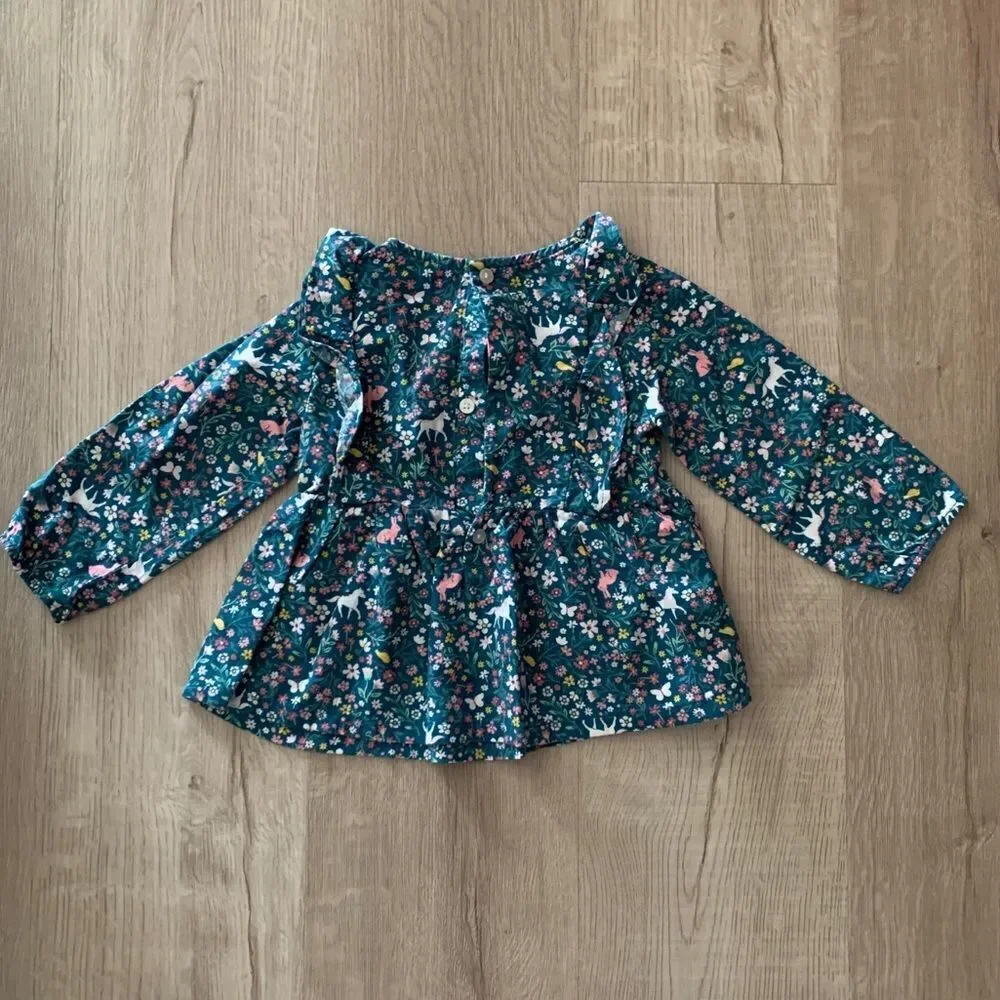 CARTER’s | Teal/Pink | FLORAL SHIRT & CORDUROY PANTS SET